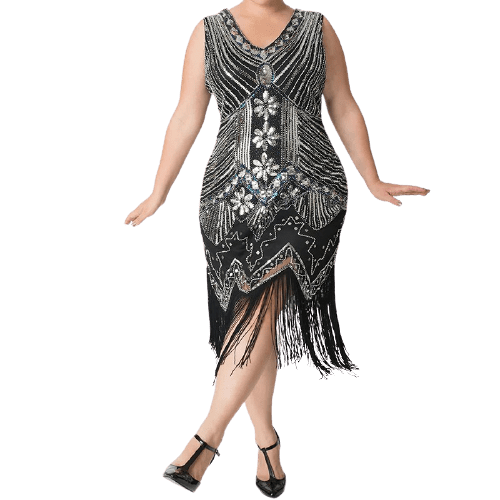 Robe Gatsby Grande Taille Argent Années Folles