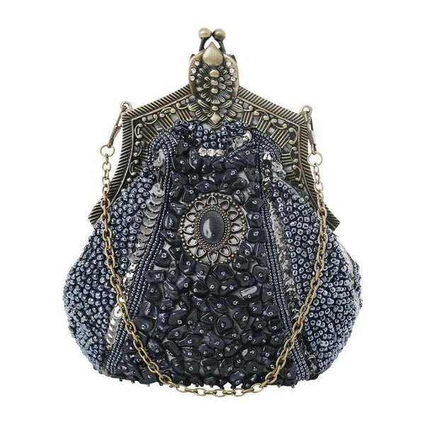 Sac à Main Vintage Gatsby Chic Anthracite Année 20 Vintage-Dressing